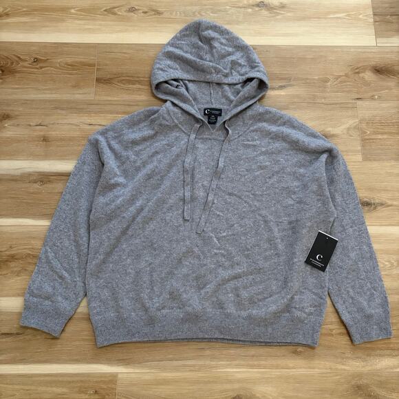 C by Bloomingdale’s Cashmere Pullover Cashmere Hoodie Gray XXL - Picture 1 of 6